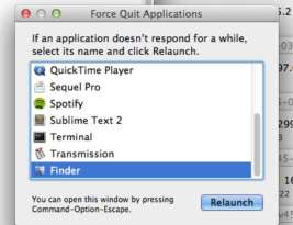 Restart Finder on MAC